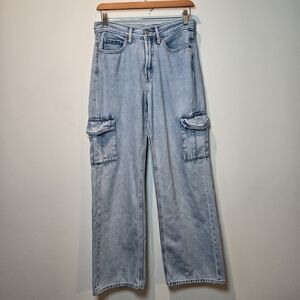 Old Navy Sky Hi Wide Leg Drapey Cargo Denim Jeans 4